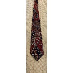 Stafford Necktie Paisley Print Dressy Classic Vintage Look Burgundy Navy Olive